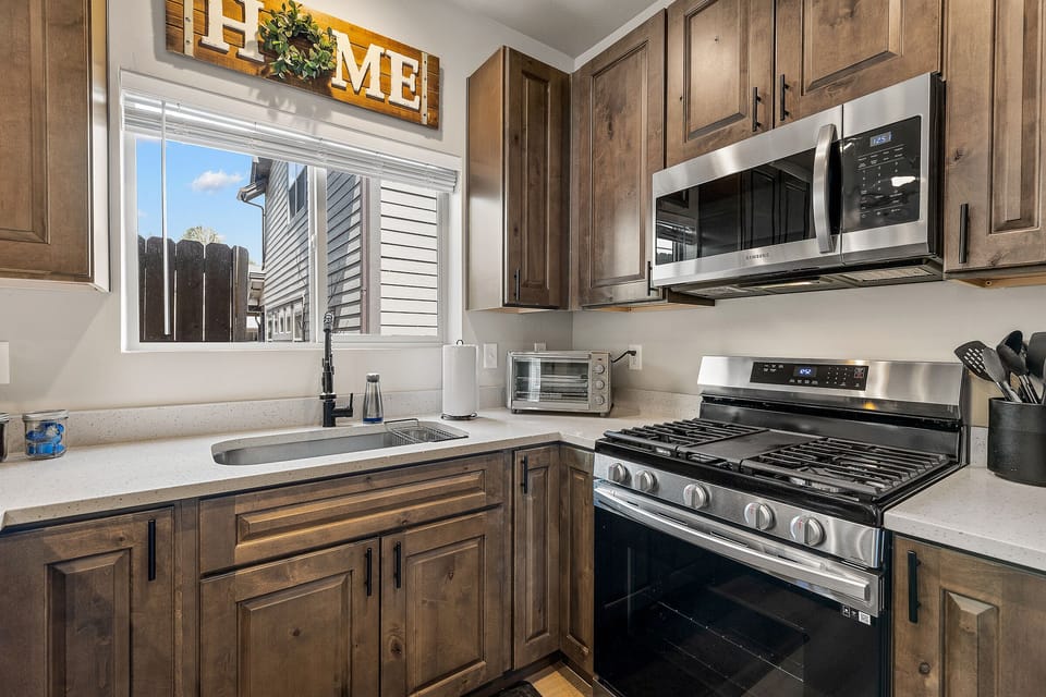 Kitchen with window above sink