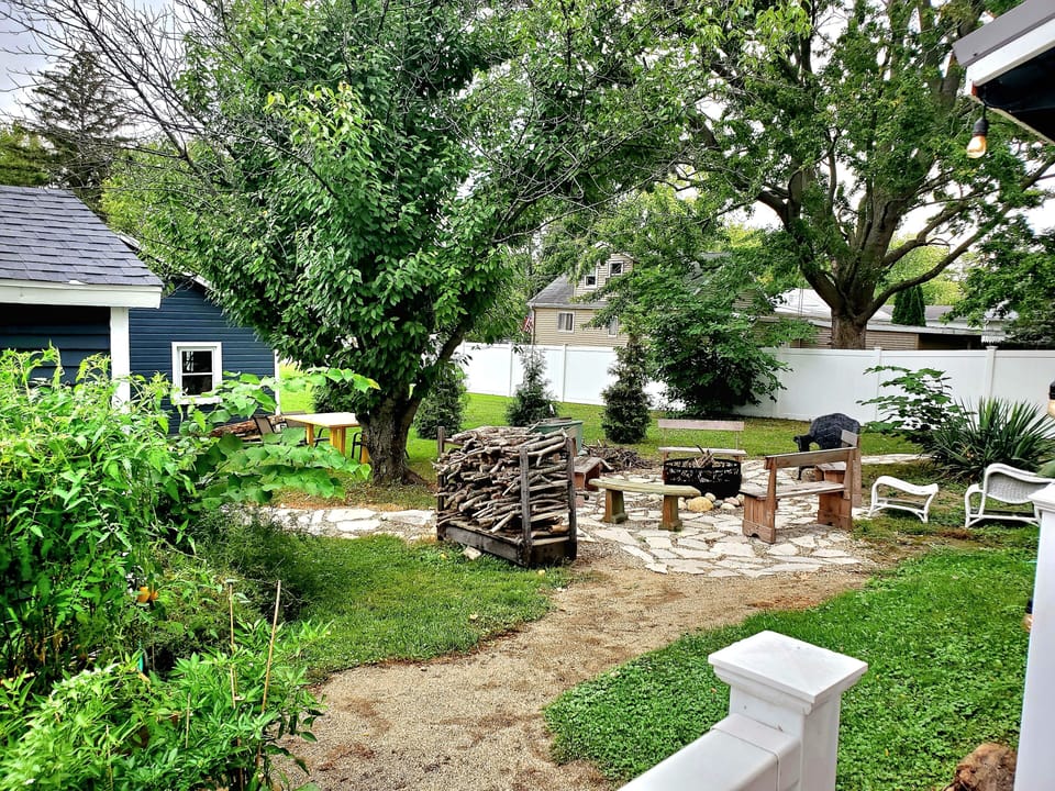 backyard with firepit