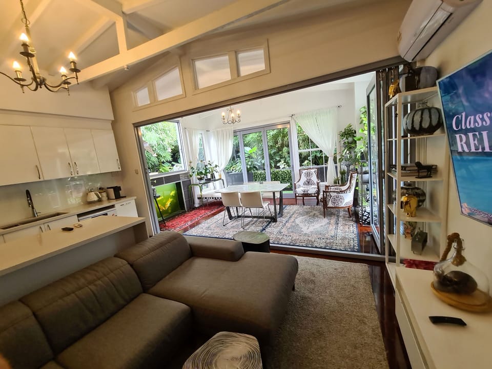 Living, Tv, Kitchen, Conservatory, Koi Pond and Outdoor View, Bamboo House