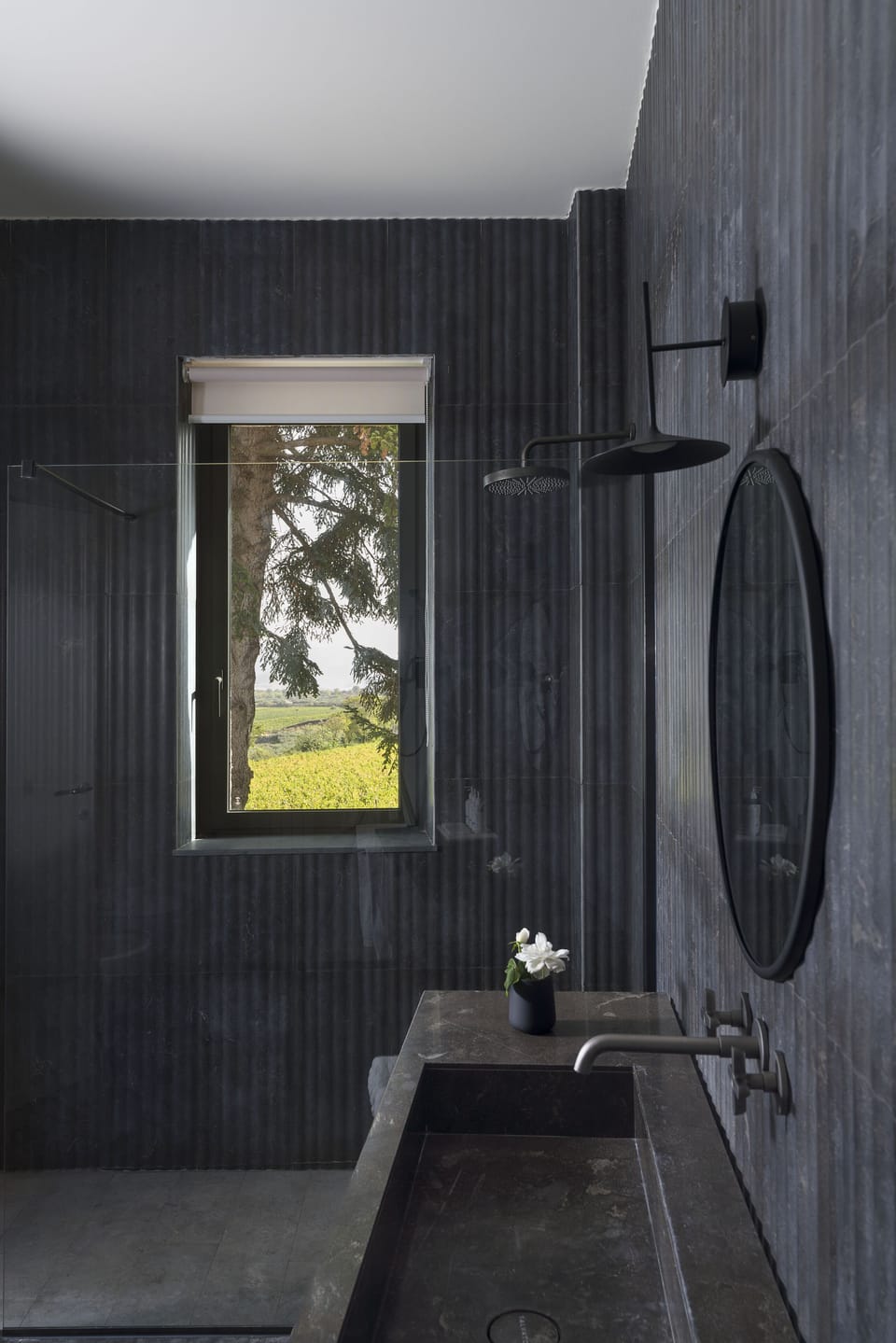 Separate tub and shower, rainfall showerhead, free toiletries