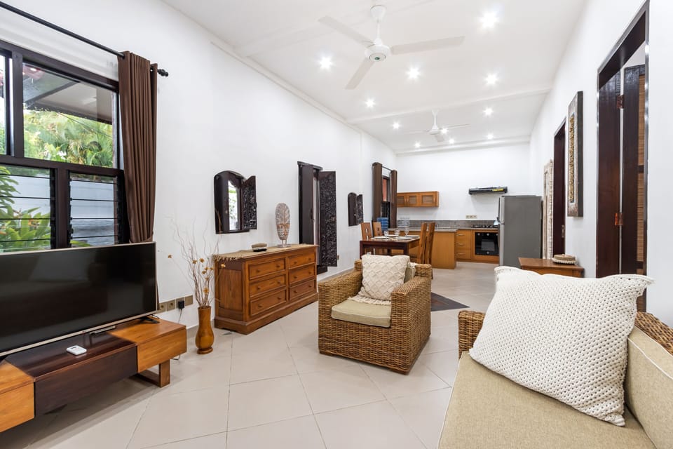 Romantic Villa, 2 Bedrooms, Private Pool, Garden View | Living area | 46-inch flat-screen TV with digital channels, TV, Netflix