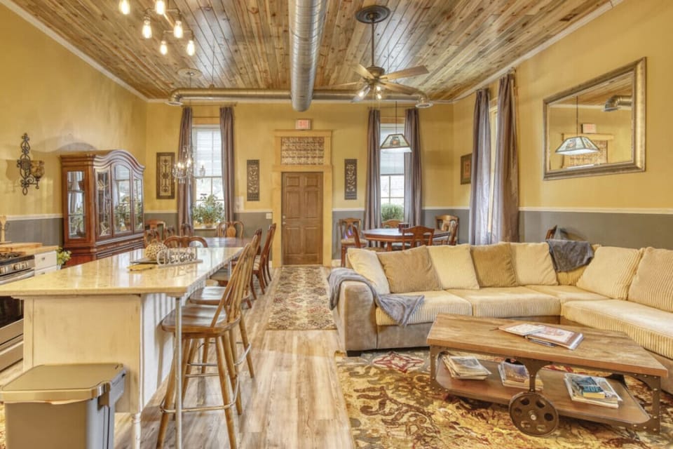 Kitchen, Living Room, & Dining Room are open concept