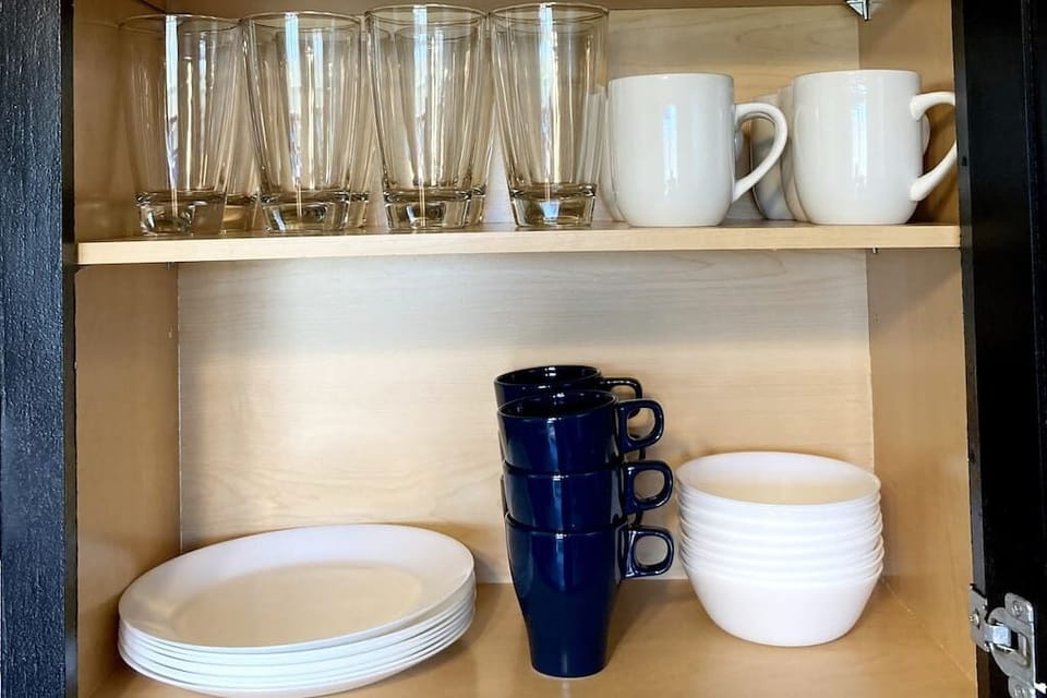 Plenty of dinnerware and dishware for your stay