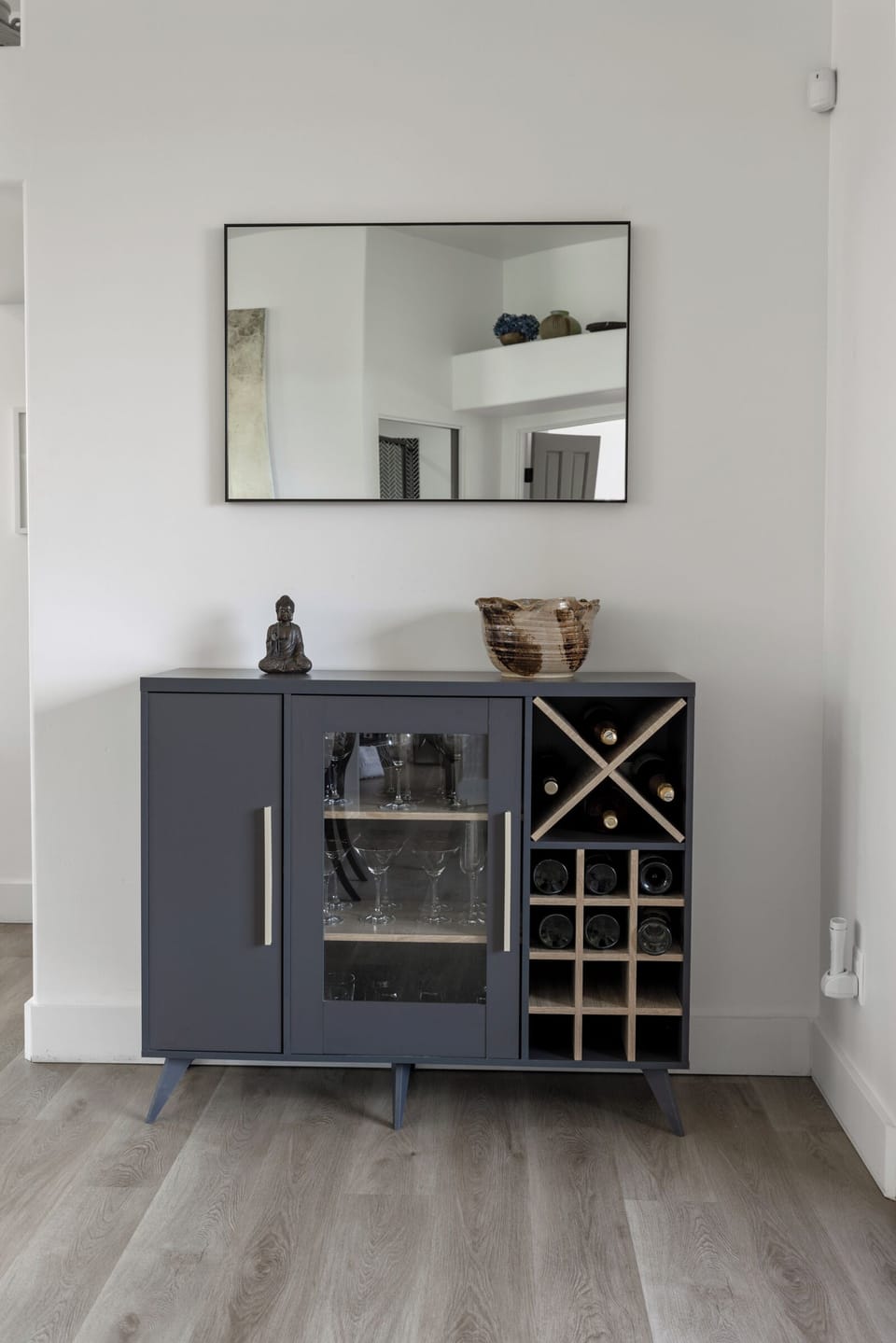 Wine storage near dining area