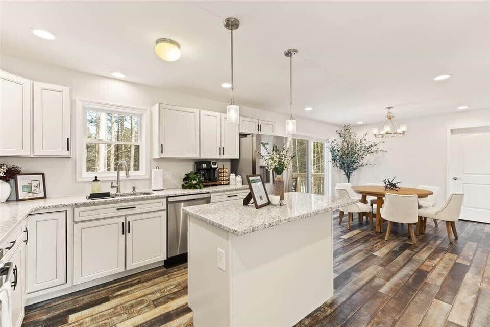Spacious Open Kitchen with Large Island & Seating