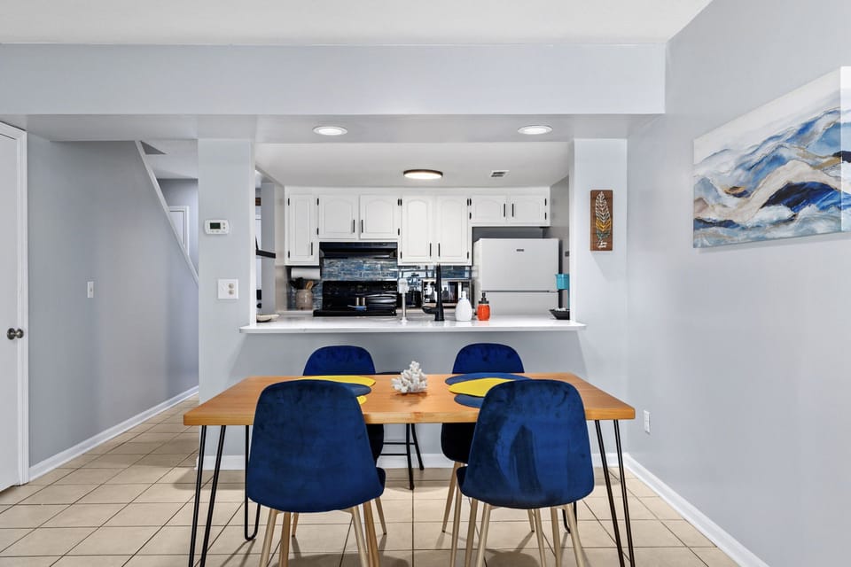 Bar stools and dining seating to gather around for meals