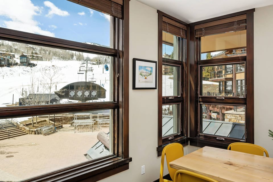 The reinforced double paned windows allow you to enjoy the view without the noise.  The Village Express lift awaits you just outside!