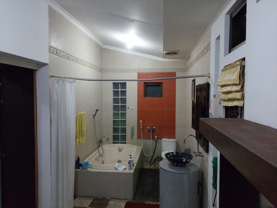 Suite | Bathroom | Shower, rainfall showerhead, hair dryer, towels