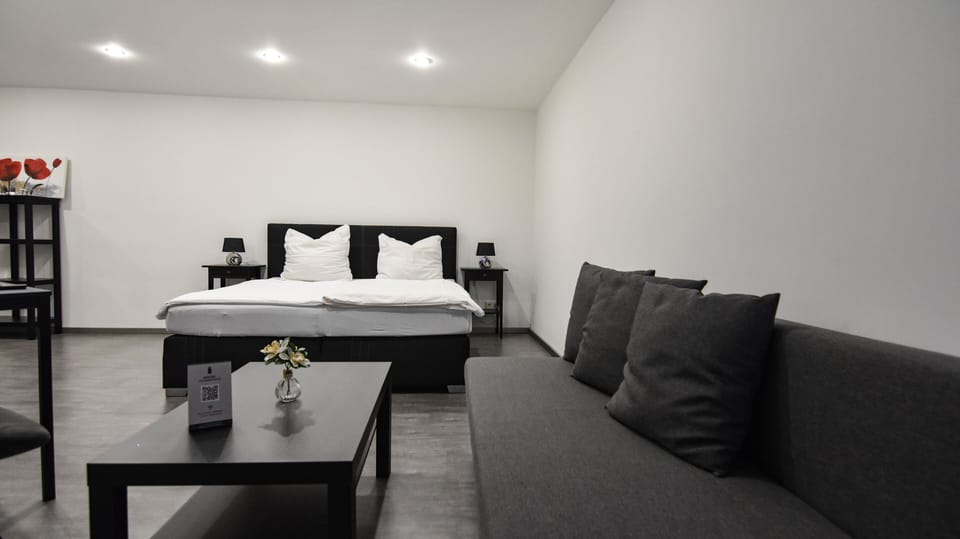Comfort Double Room | Living area | 42-inch LED TV with cable channels, TV, Netflix