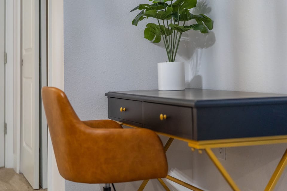 Desk in the master bedroom when work calls. 