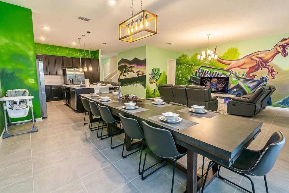 Massive dining setup so everyone can sit down and enjoy meals together.