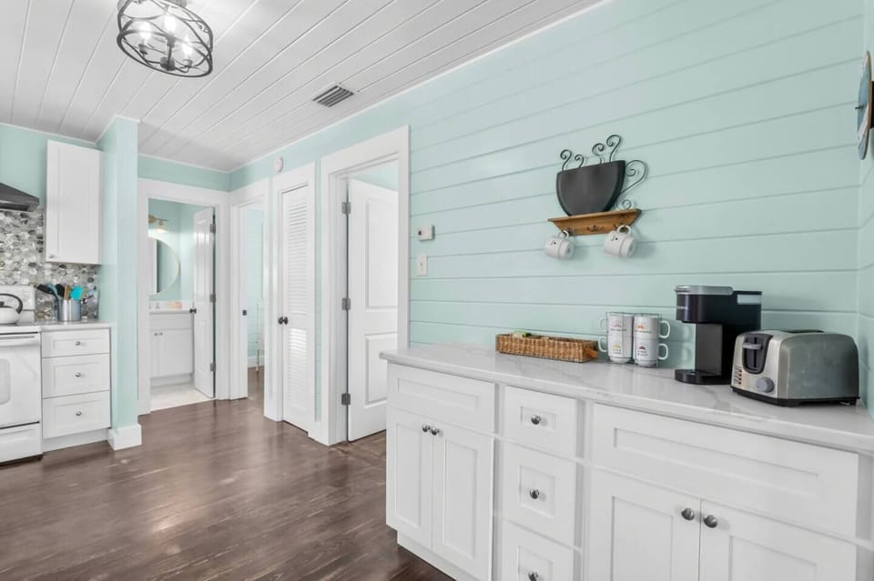 Renovated kitchen with coffee station