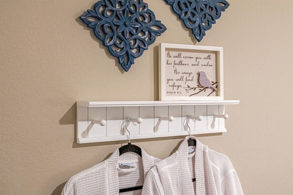 Luxurious amenities, including robes for each guest await your arrival.