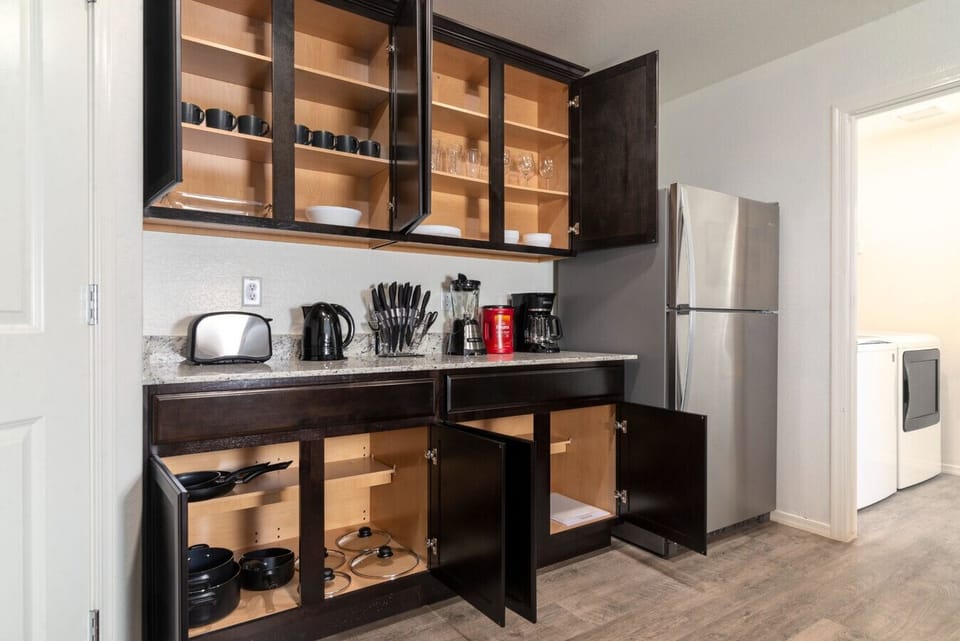 Help yourself to anything you see in the kitchen; we want you to feel right at home.