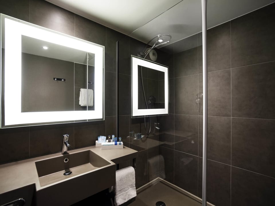 Eco-friendly toiletries, hair dryer, towels