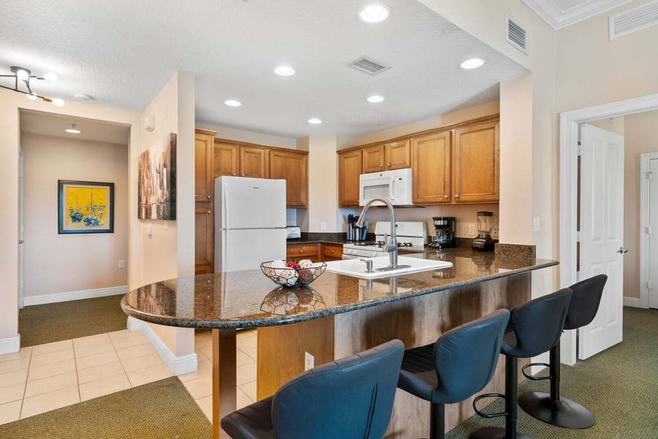 Our kitchen is fully equipped with stainless steel appliances to prepare your meals for the day.
