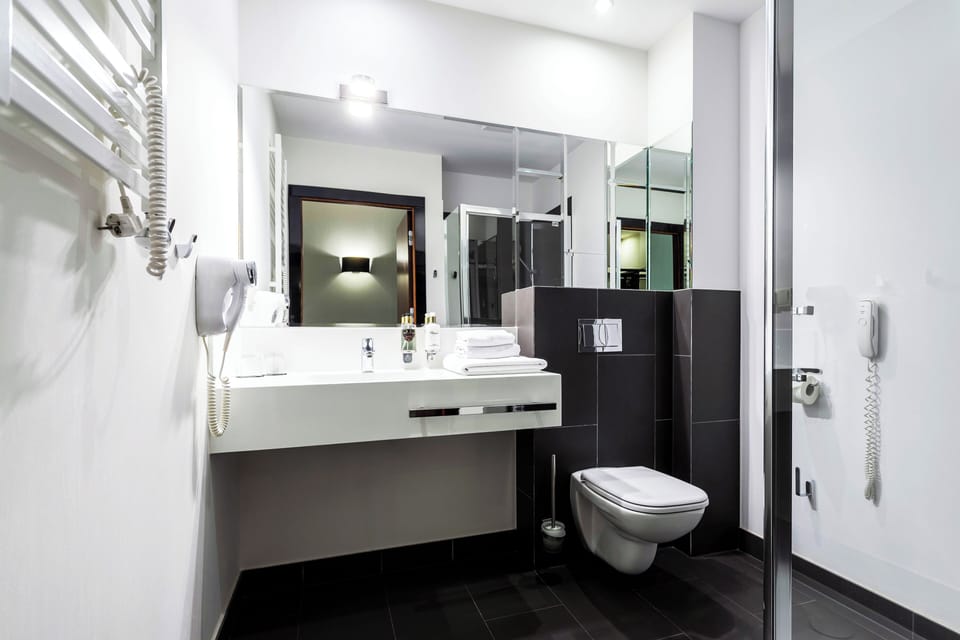 Shower, free toiletries, hair dryer, bathrobes