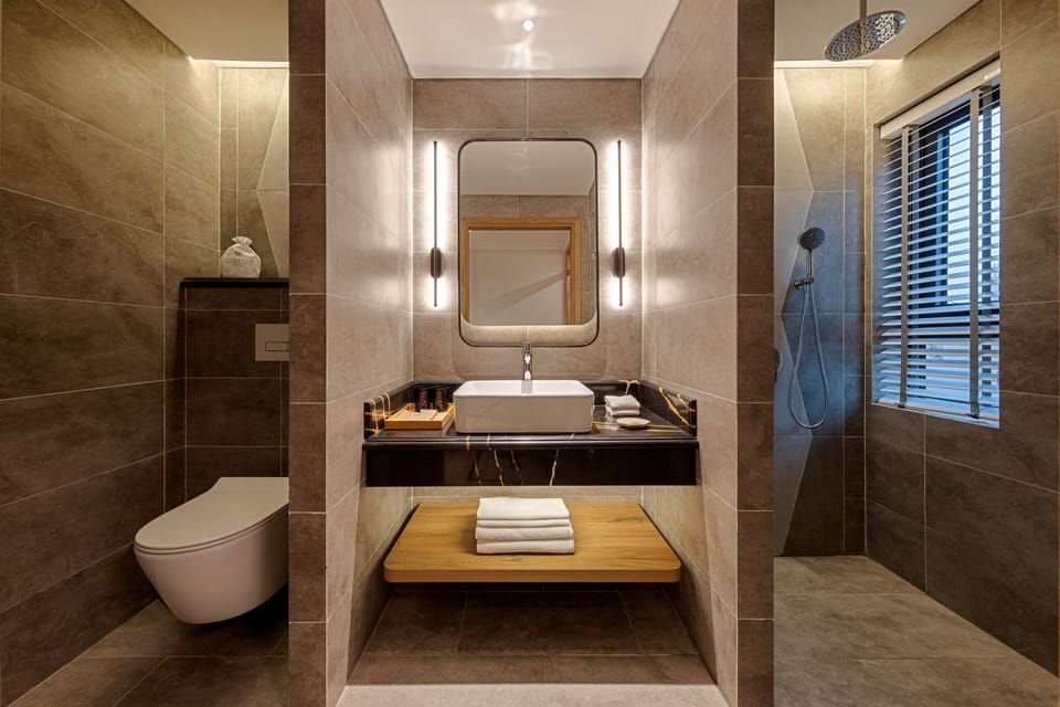 Club Executive | Bathroom | Shower, hydromassage showerhead, free toiletries, hair dryer