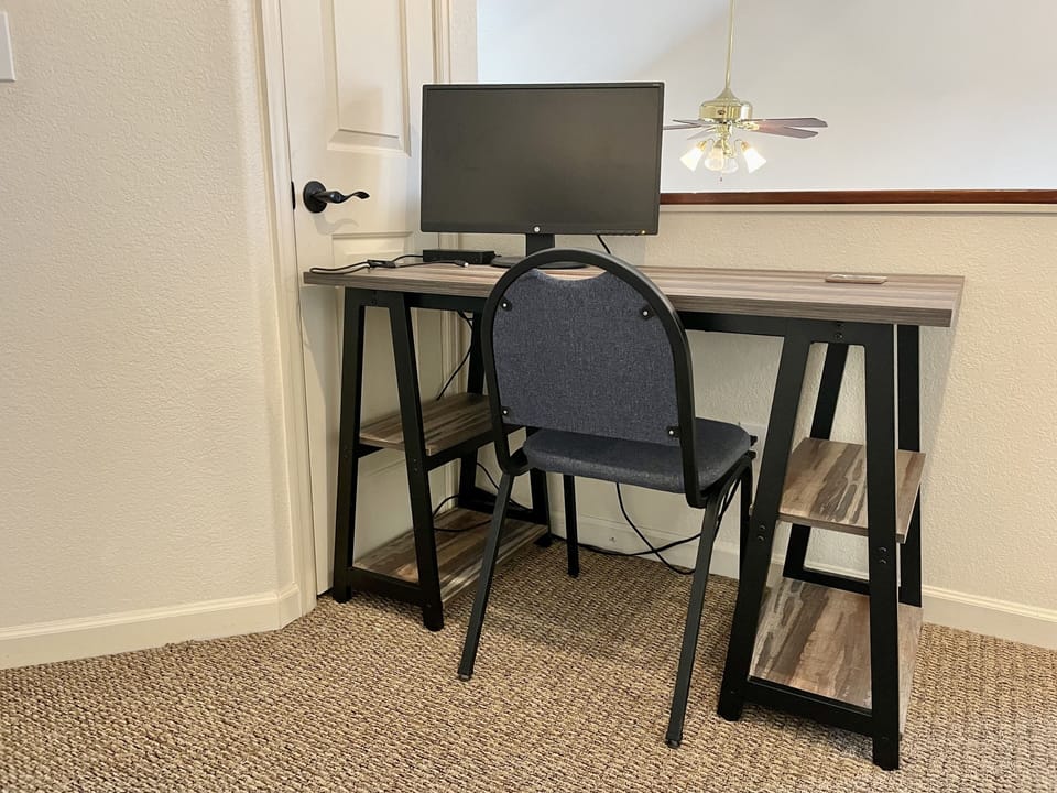 If you need to do a little remote working, we have space and a monitor.