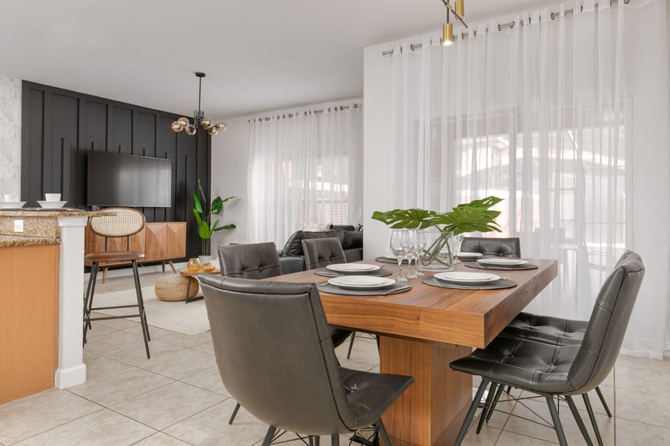 Our six-seat dining room seamlessly integrates with the kitchen and living room