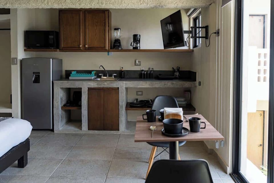 Kitchenette with refrigerator