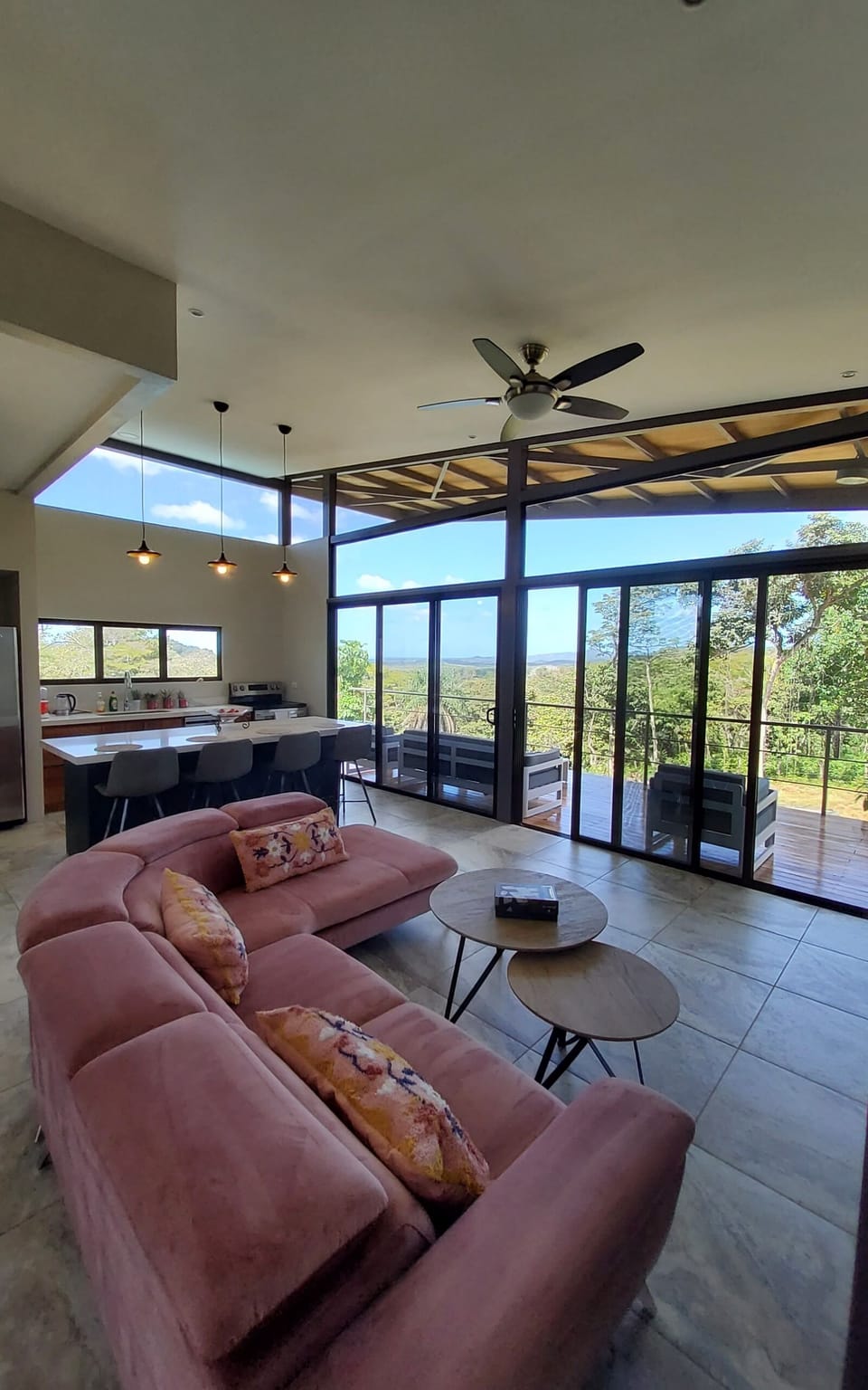 living room, kitchen, patio