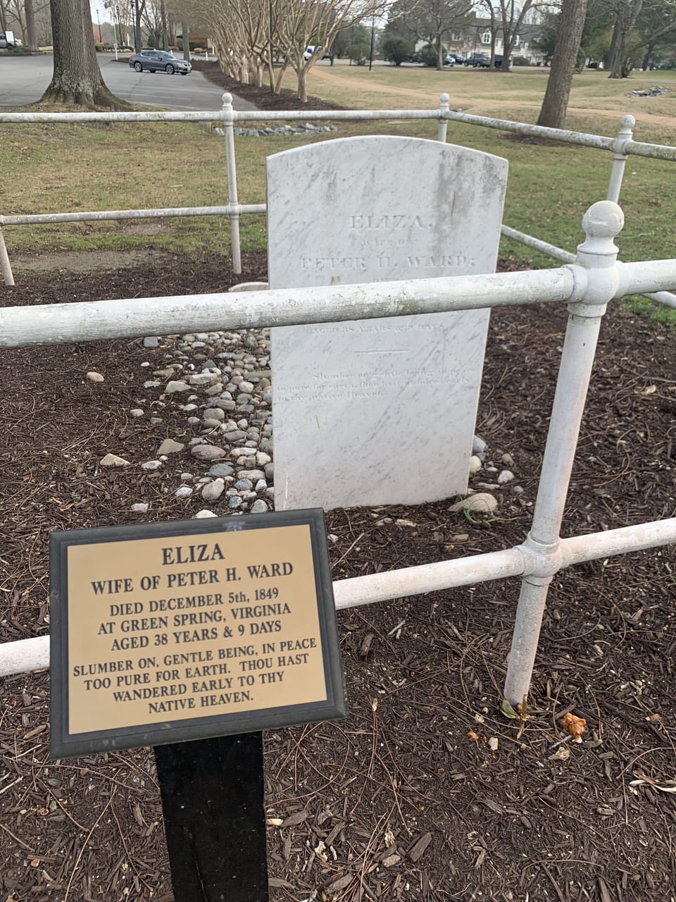 Eliza's headstone if the last fully marked grave on the property.