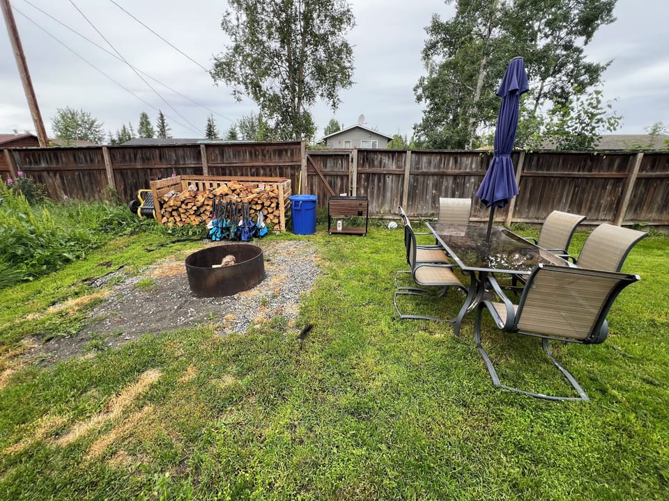 Backyard fire pit area