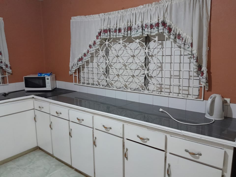 Full-size fridge, microwave, oven, stovetop