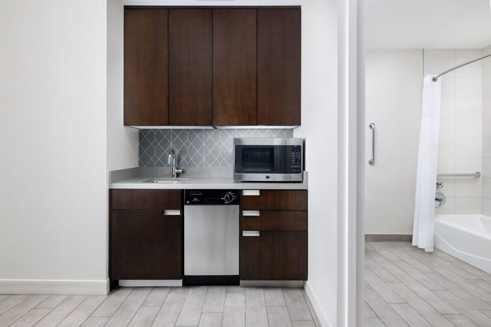 Fridge, microwave, dishwasher, coffee/tea maker