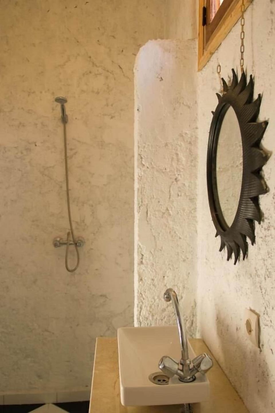 Shower, rainfall showerhead, hair dryer, bathrobes