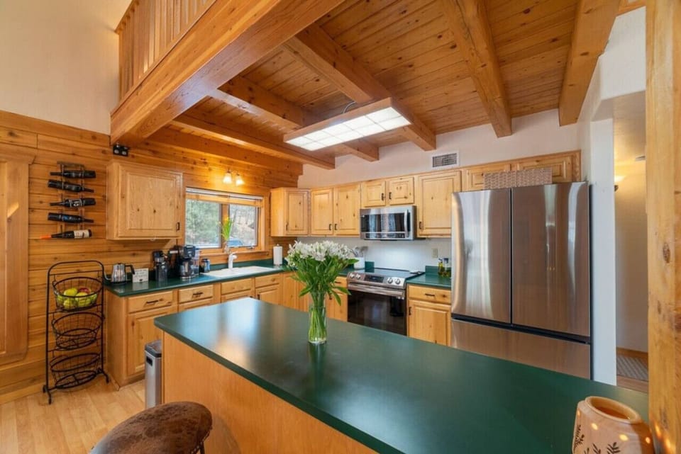 This big kitchen island is great for both prepping or serving.
