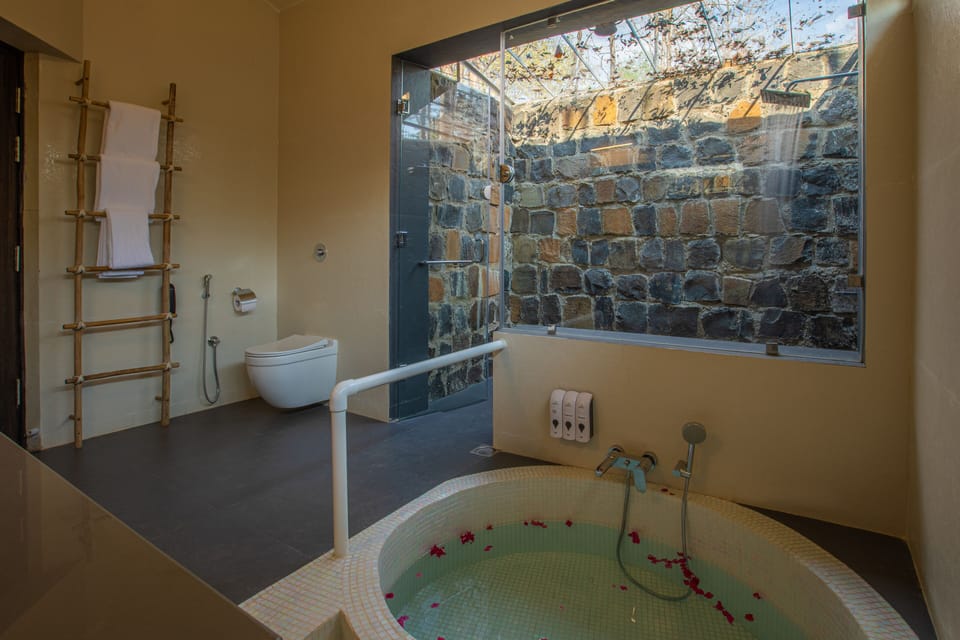 Premium Double Room | Bathroom | Deep soaking tub, rainfall showerhead, free toiletries, hair dryer