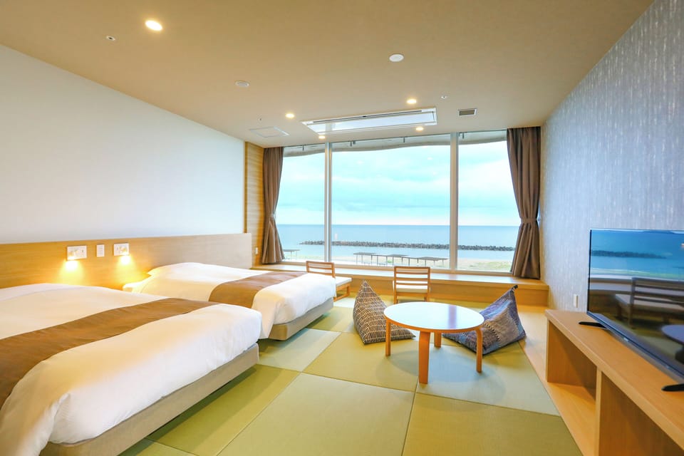 Japanese Twin Room, Non Smoking, Ocean View (for 3 people) | In-room safe, blackout drapes, WiFi (free), bed sheets