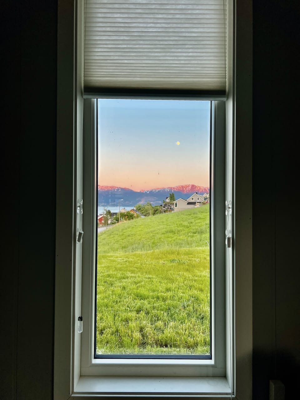 Sunset over Hardangerfjord as seen from the lobby. I never tire of this view