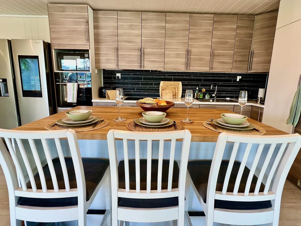 The kitchen with island dining and all you could need to cook up a storm