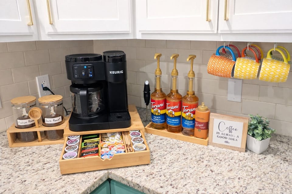 Full coffee & tea station with choices for every mood and moment.