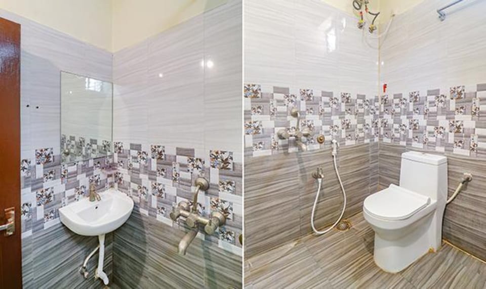 Shower, rainfall showerhead, free toiletries, towels
