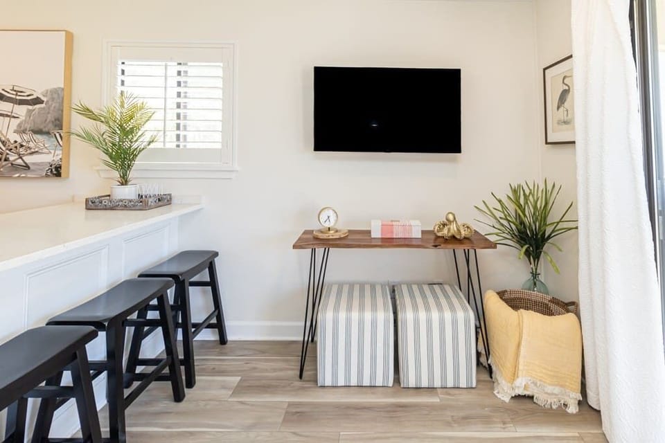 Large smart TV with cable television. 