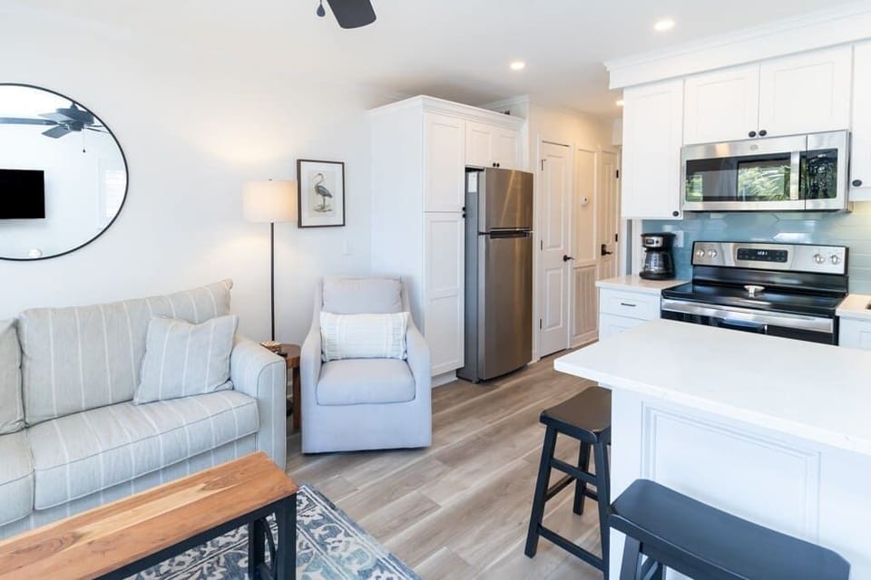 Brand new appliances with even more storage around the refrigerator.