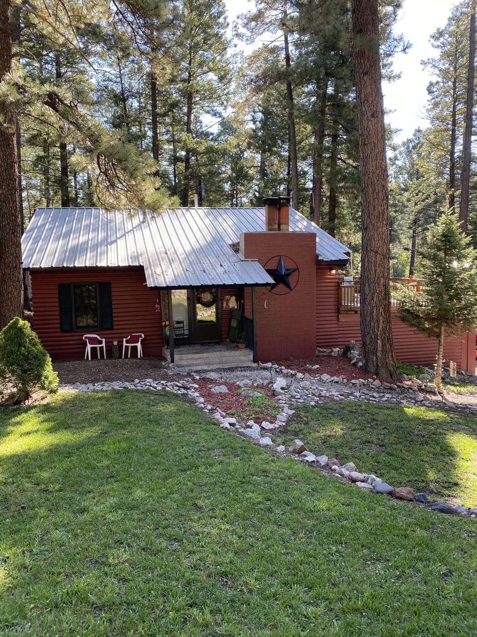 No stairs to climb. 2 steps at front door. No steps/stairs inside cabin. 