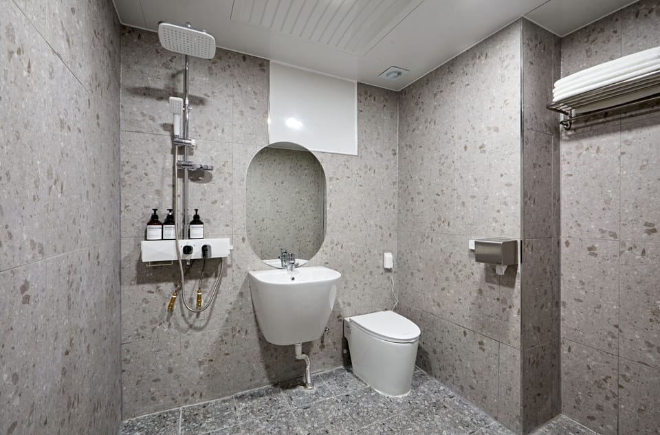 Deluxe Double Room | Bathroom | Shower, hydromassage showerhead, free toiletries, hair dryer