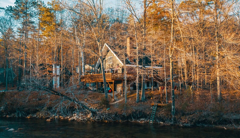Listen to the soothing sounds of the flowing river right below your feet.