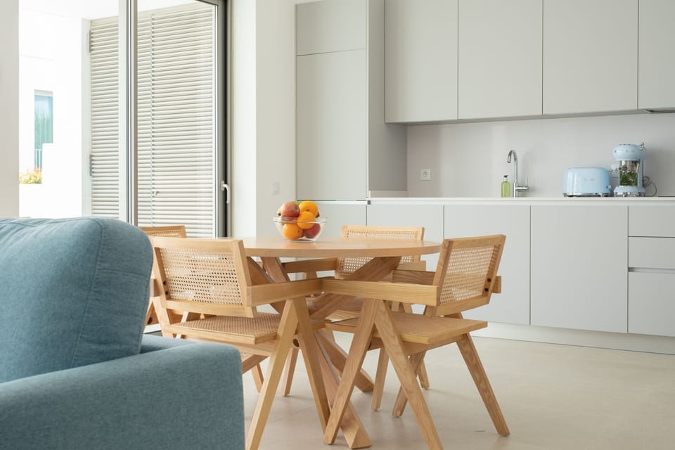 Dining table and kitchen