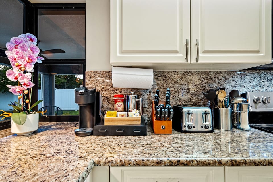 Coffee options - single serve, French press, or drip coffee maker. 