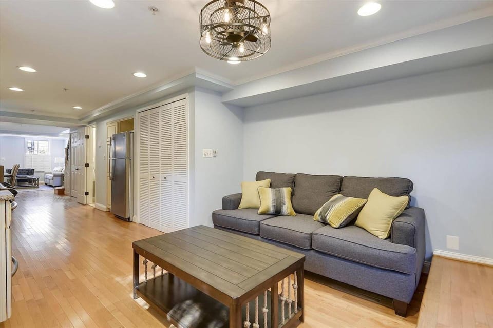 Towards the back of the main level is the family room.