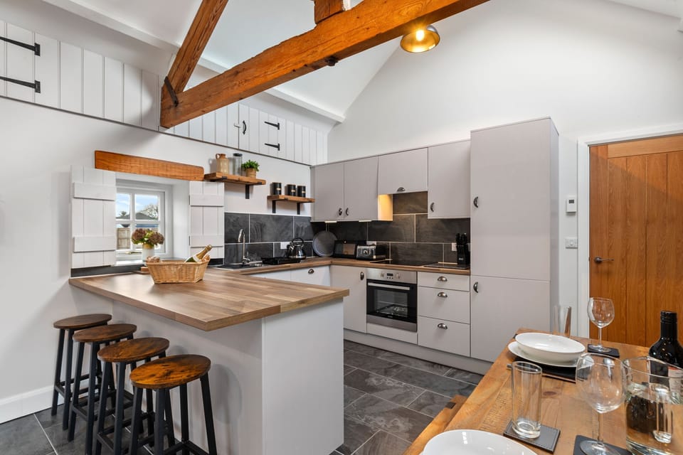 well equipped and modern kitchen