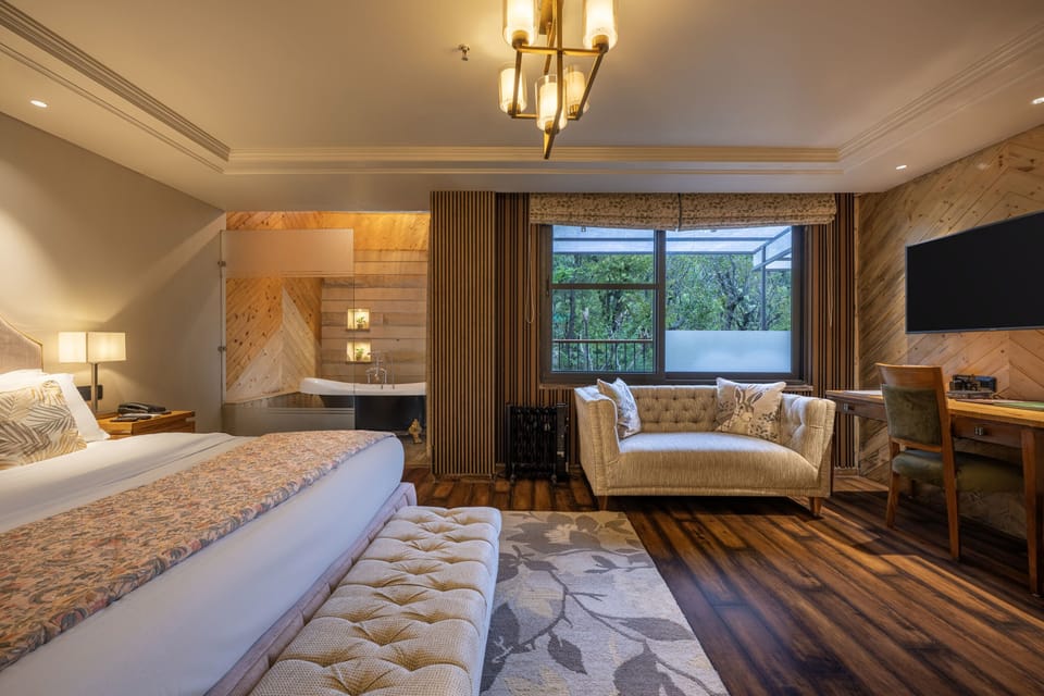 Honeymoon Double Room, Hot Tub | Individually decorated, desk, laptop workspace, soundproofing