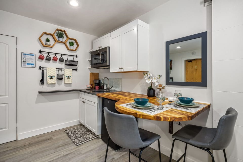 Fully-stocked Kitchenette | Bar Seating for 2!