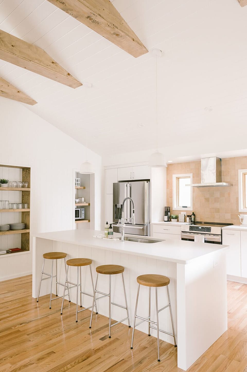 large kitchen island with barstools